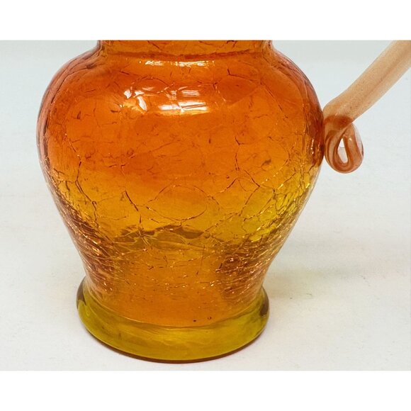 Vtg KANAWHA CRACKLE GLASS AMBERINA 8 Sided Mini Ewer Cruet Pitcher Octogonal - Picture 8 of 10